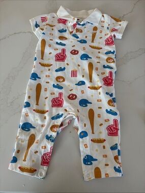 Monica + Andy sports themed onesie